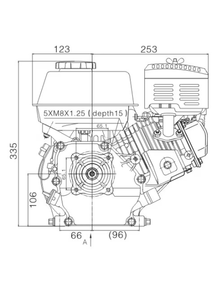 Moteur Loncin G200FR 196 cm³ - 5,5 HP pour tondeuse et motoculteur