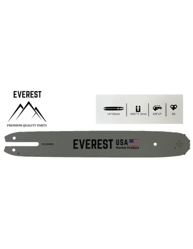 Guide-chaîne EVEREST 35 cm 3/8 LP 1,3 mm pour tronçonneuse | VerdiParts