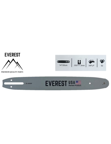 Guide-chaîne EVEREST 35 cm 3/8 LP 1,3 mm 52 maillons | VerdiParts
