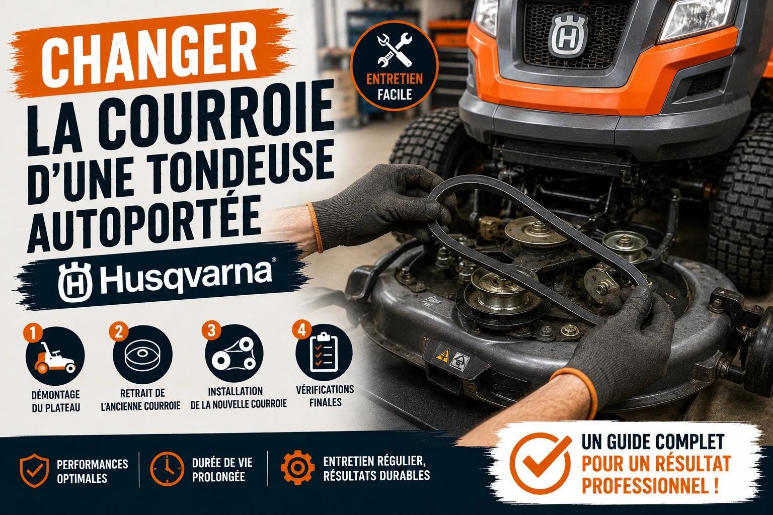 Changer la courroie d'une tondeuse autoportée Husqvarna