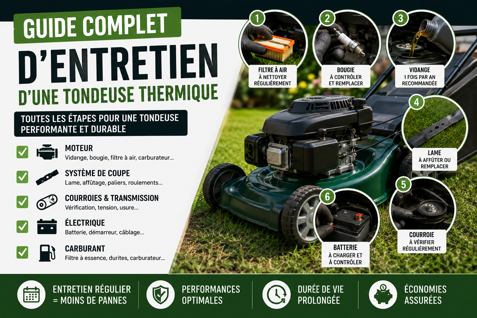 Guide complet d'entretien d'une tondeuse thermique